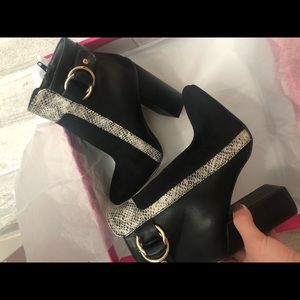 Brittany Cartwright Leather & Snakeskin Booties